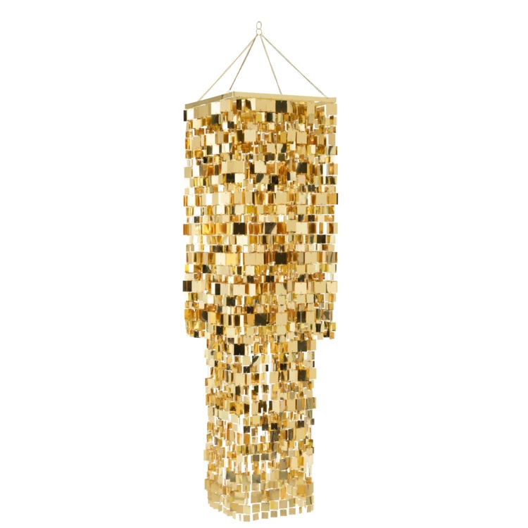 ABAT-JOUR CHANDELIER CARRÉ PVC DORÉ LARGE