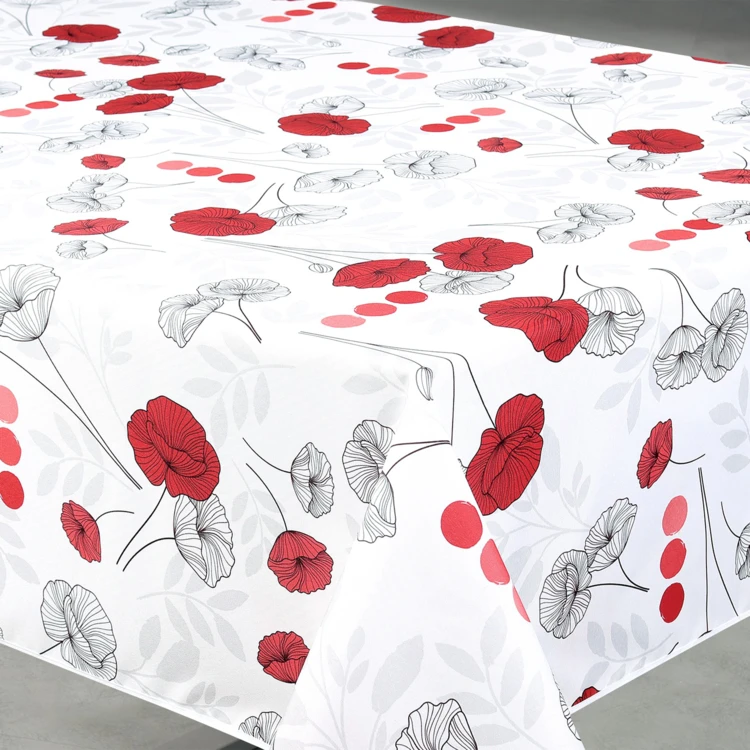 Nappe anti-tâche rectangulaire motif coquelicots
