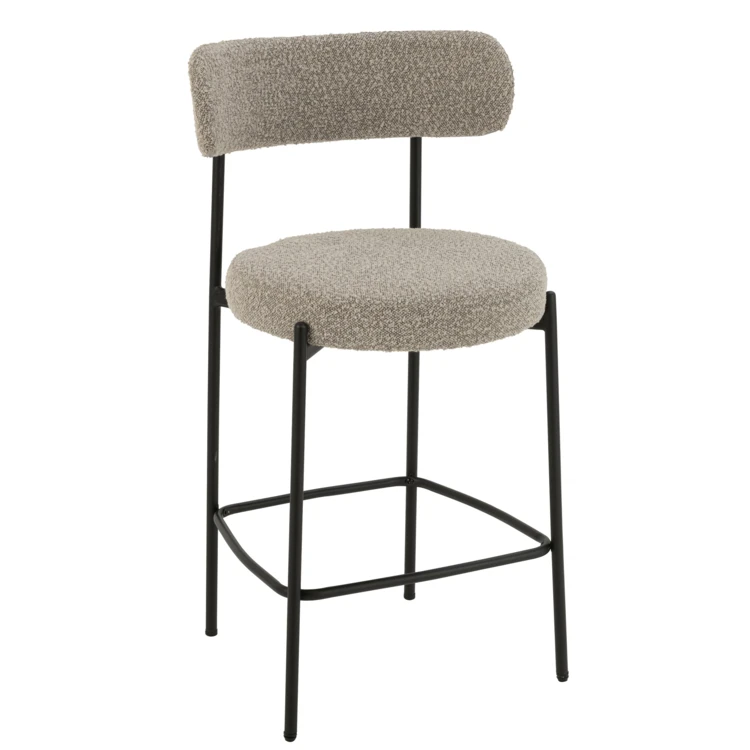 Silla de bar de metal con tejido bouclé