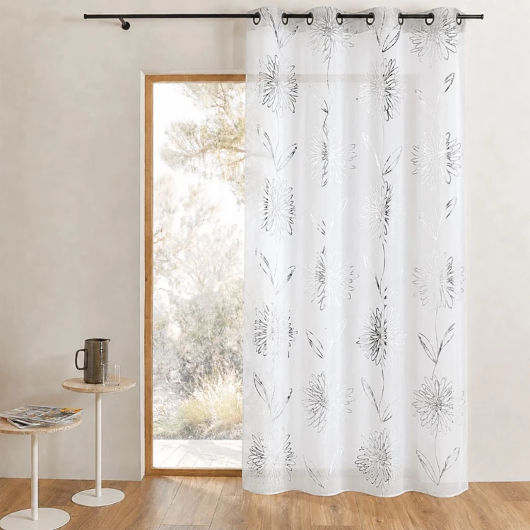 Voile de etamina claro com estampado "Flor" metalizado