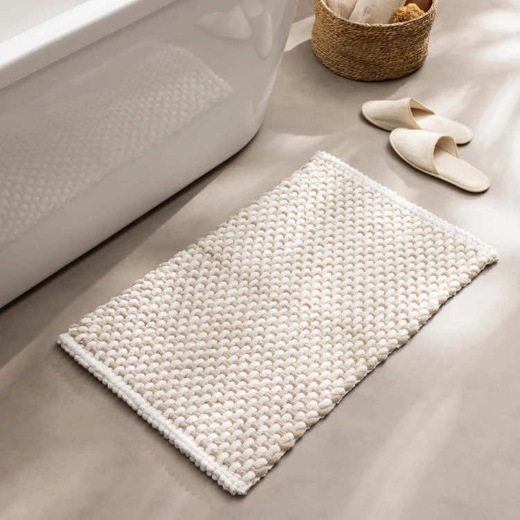 Tapis de bain en polycoton chenille ultra-absorbant