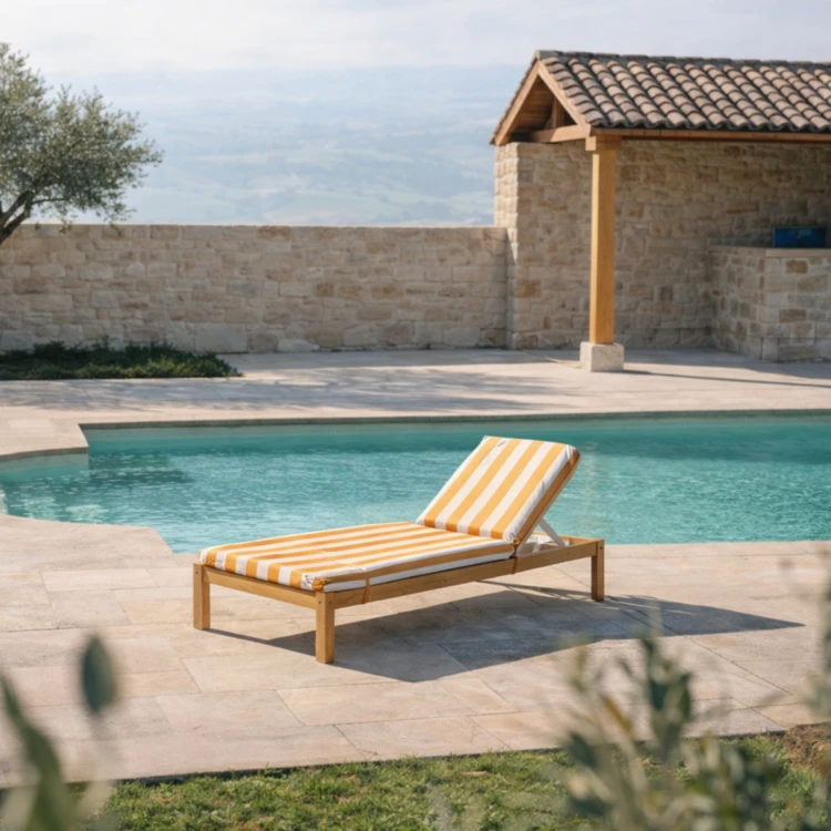 Matelas bain de soleil imperméable déhoussable à rayures pour transat ARCACHON