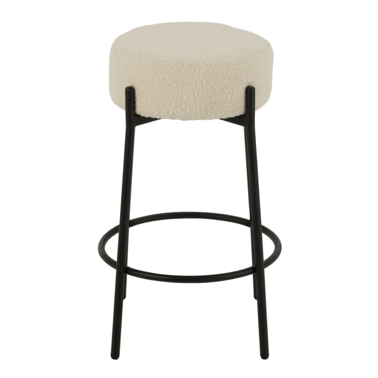 Taburete de bar de tejido bouclé y metal