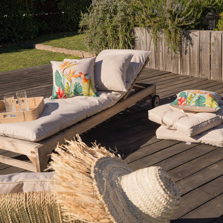 Coussin extérieur décoratif à motif exotique