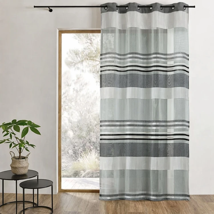 Voilage Organza rayures horizontales tissées