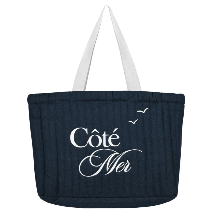 Saco acolchoado em polycotton com um toque marinho