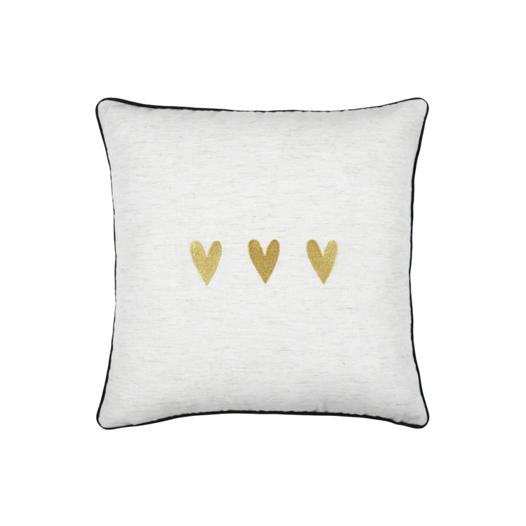 Coussin carré en polylin à motif cœur