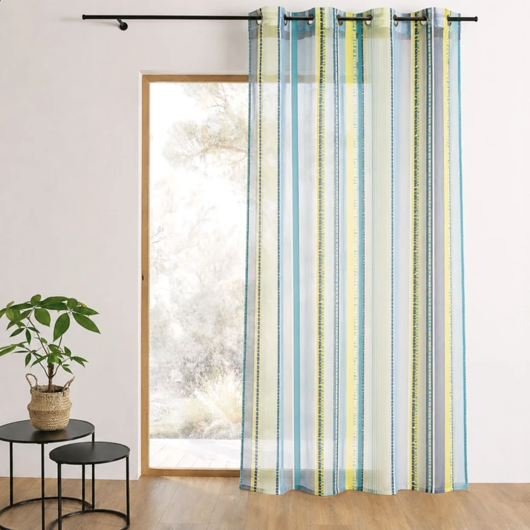 Voilage en organza jacquard à rayures verticales colorées
