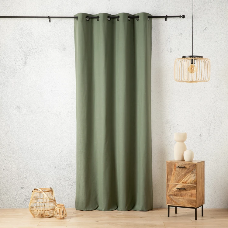 Rideau aspect lin à oeillets