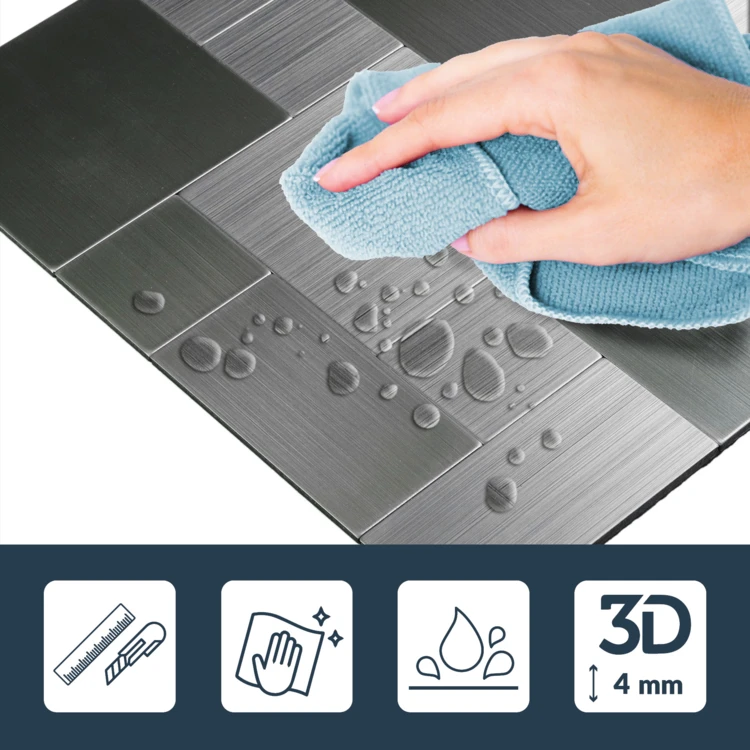 Crédence adhésive murale 3D effet tressé 4 pièces