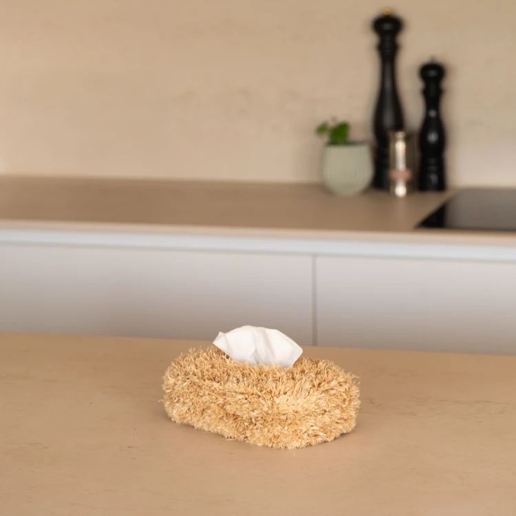 Boîte à mouchoirs en raphia naturel