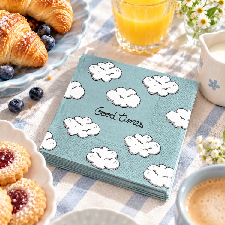 Set mit 20 Papierservietten mit Wolkenmuster