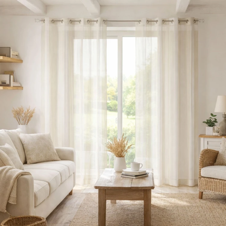 Voilage rayures brodées ton sur ton