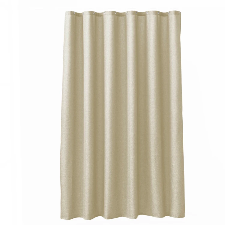 Rideau de douche uni aspect chambray avec crochets