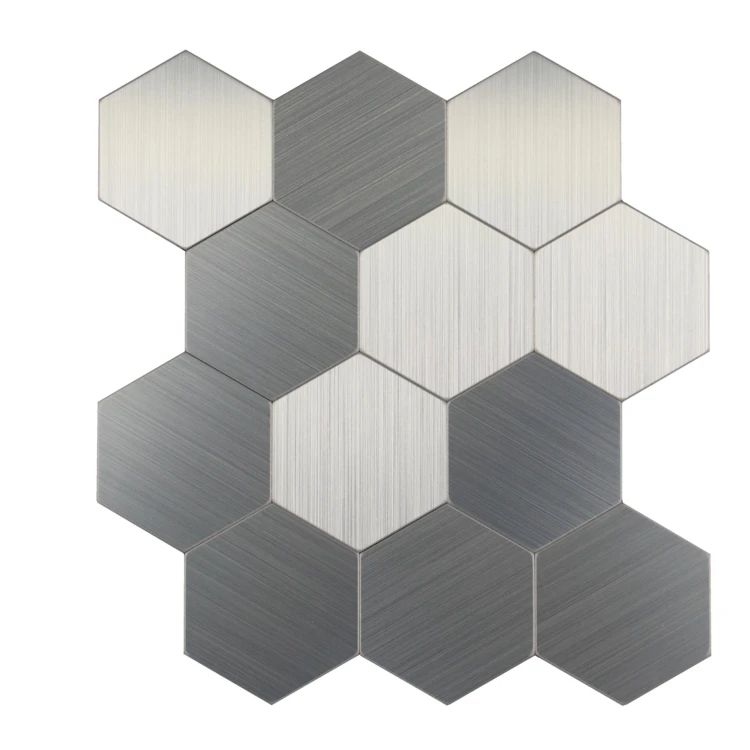 Crédence adhésive murale 3D effet carrelage hexagonal 4 pièces