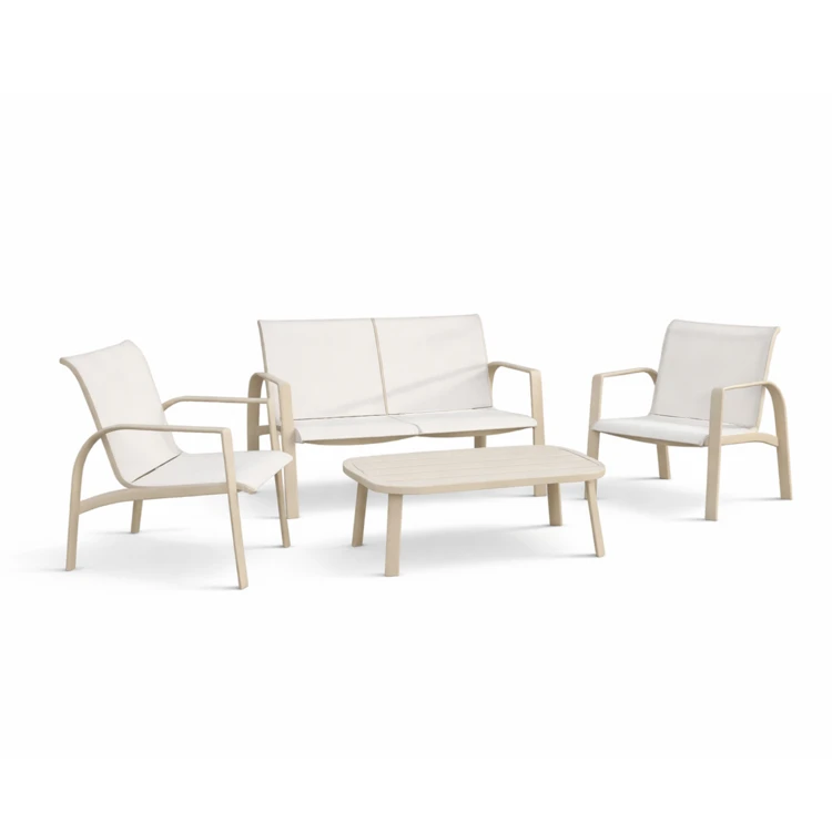 Salon de jardin bas 4 places en aluminium