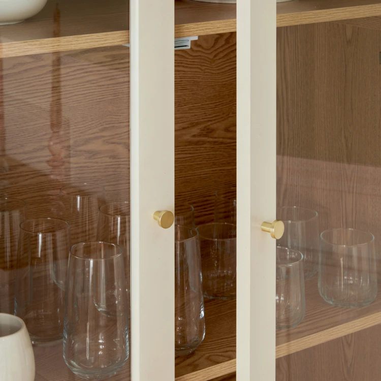 Vetrina a 4 ante in legno con ante vetrate