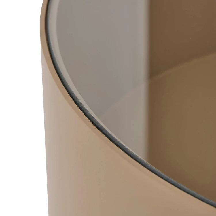 Table basse ronde coffre de rangement et plateau en verre