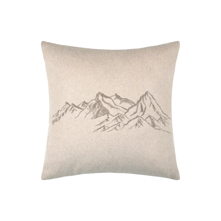 Coussin décoratif à motif montagnes brodé