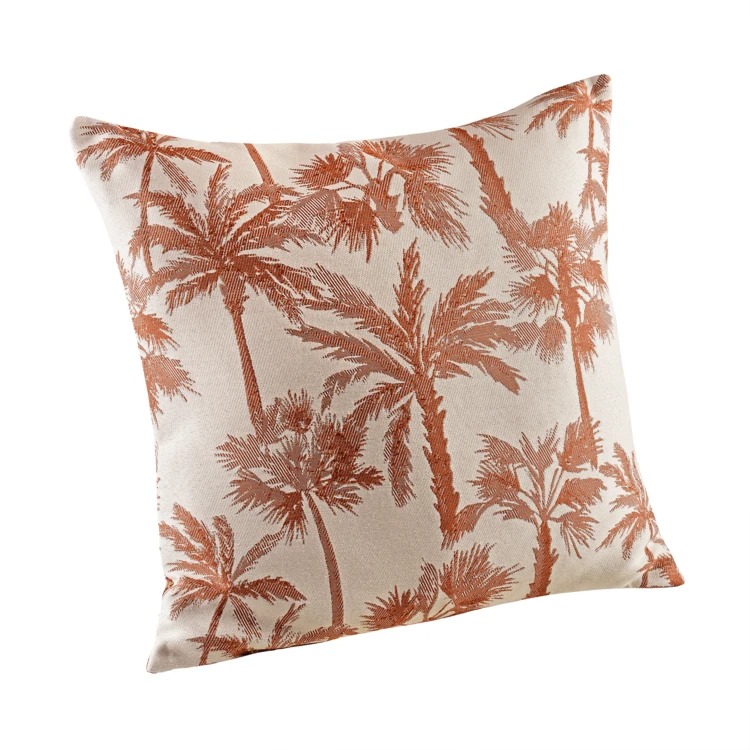 Coussin motif palmier tissé