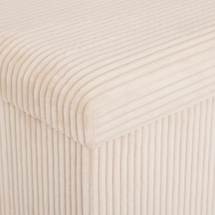Pouf pliable effet velours côtelé avec rangement intégré