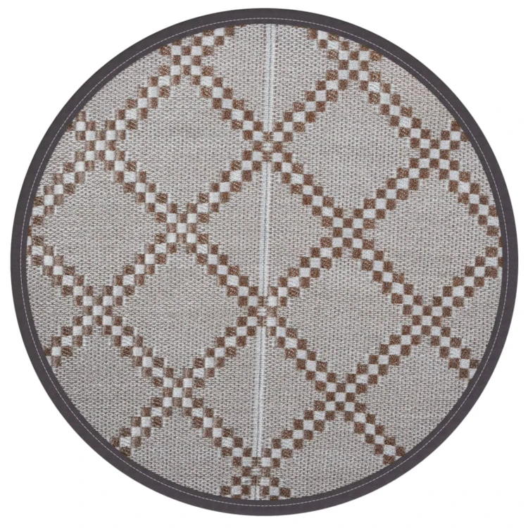 Tapis d’extérieur rond réversible motif graphique tissé
