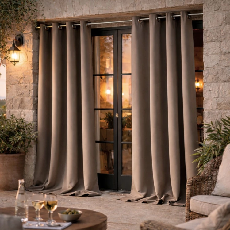 Rideau d'extérieur en tissu déperlant