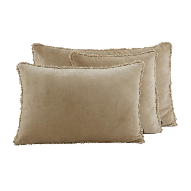Housse de coussin rectangle en velours et contour chenille KOBE HAOMY