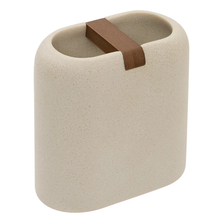 Pot à brosse à dents en résine et bambou