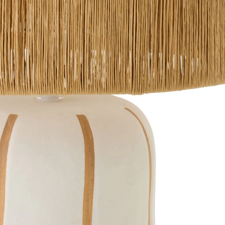 Lampe à poser en poterie avec abat-jour cylindrique