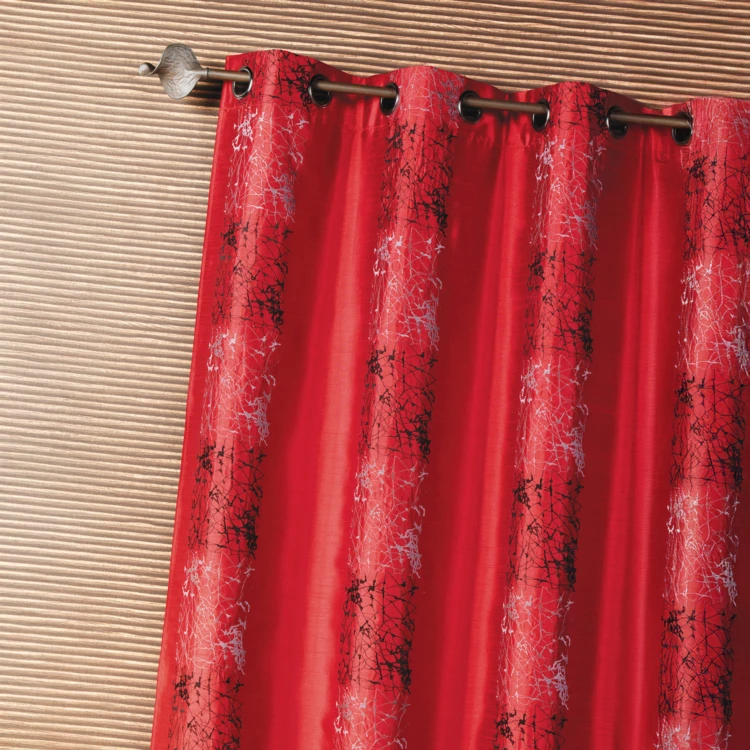Rideau d'ameublement shantung brodé motif éthnique