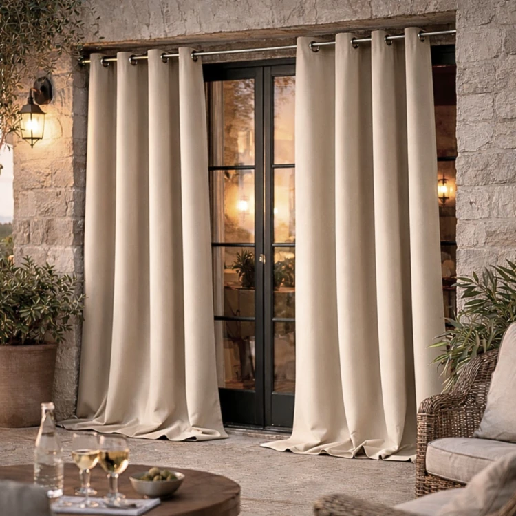 Rideau d'extérieur en tissu déperlant