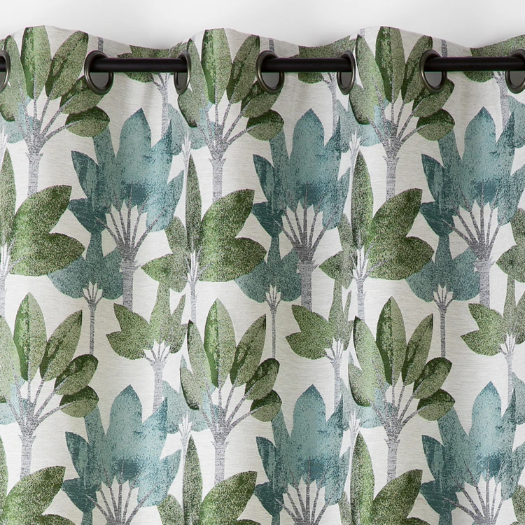 Rideau à oeillets jacquard motif végétal