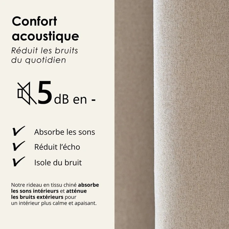 Rideau 100% occultant thermique phonique chiné