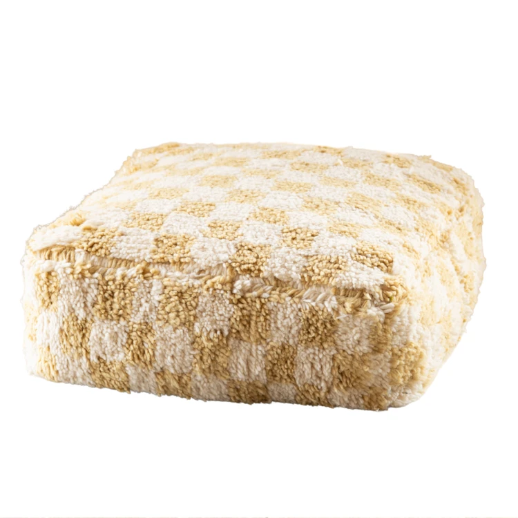 Pouf-Husse aus Wolle mit Karomuster