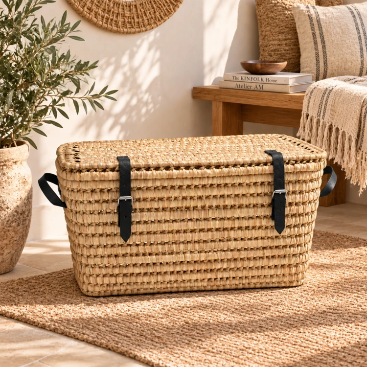Malle de rangement fermeture cuir