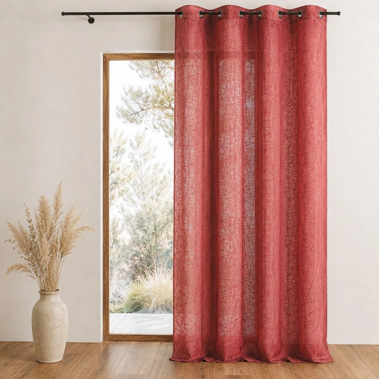 Rideau en jacquard à imprimés et à rayures verticales