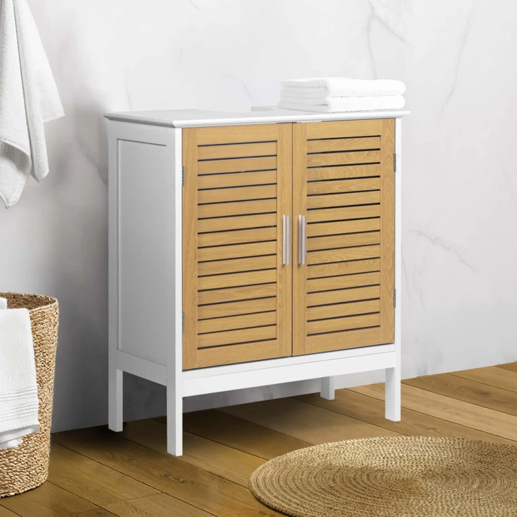 Meuble sous vasque de salle de bain avec portes persiennées