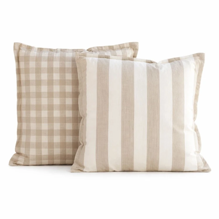 Housse de coussin 100% coton rayures et vichy LOURMARIN