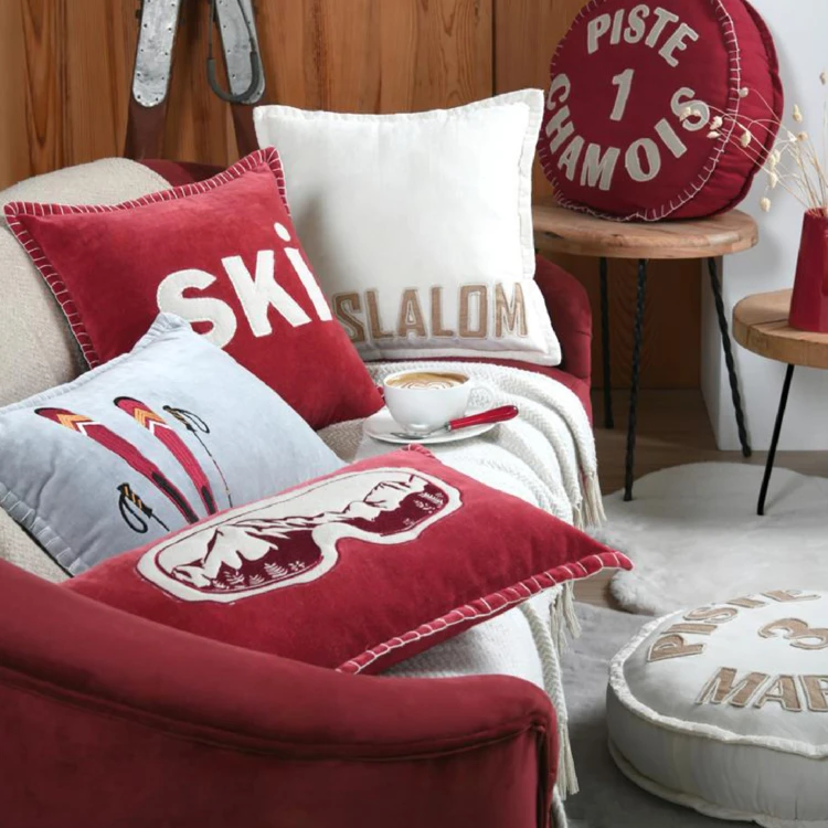 Coussin rectangulaire ski en velours