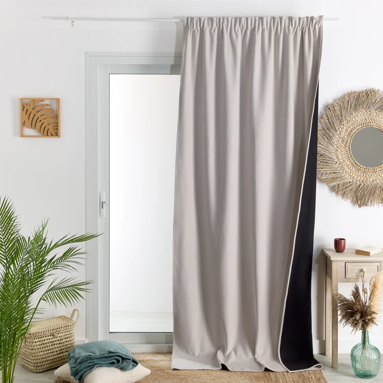 Rideau thermique phonique et semi occultant à galons fronceurs KONFOR