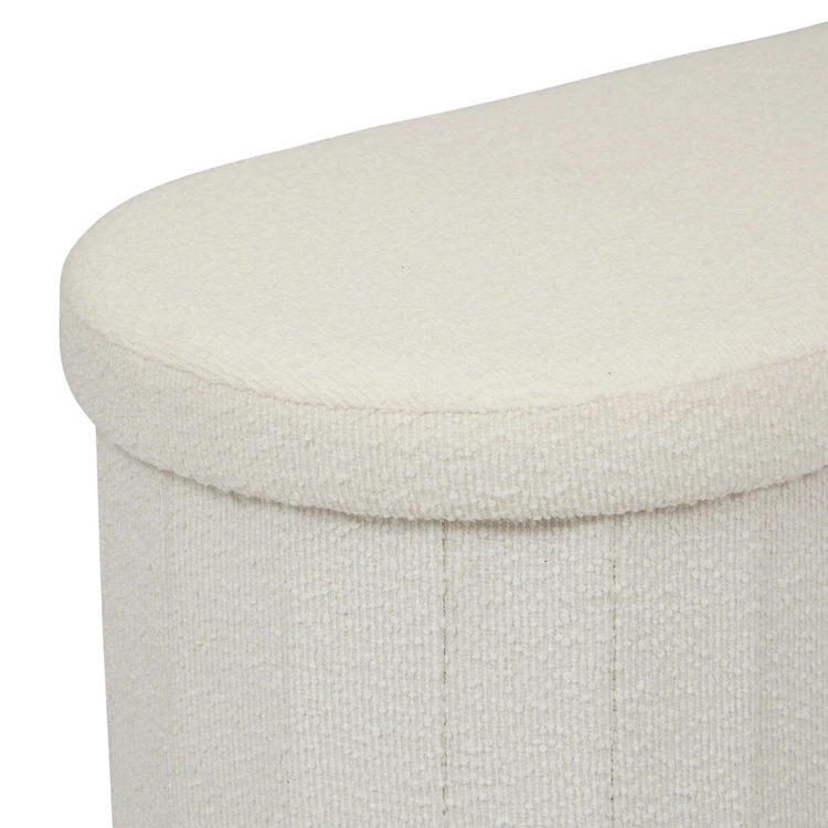 Pouf coffre pliant double en bouclette avec rangement