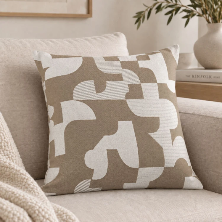Coussin jacquard géométrique texturé rétro