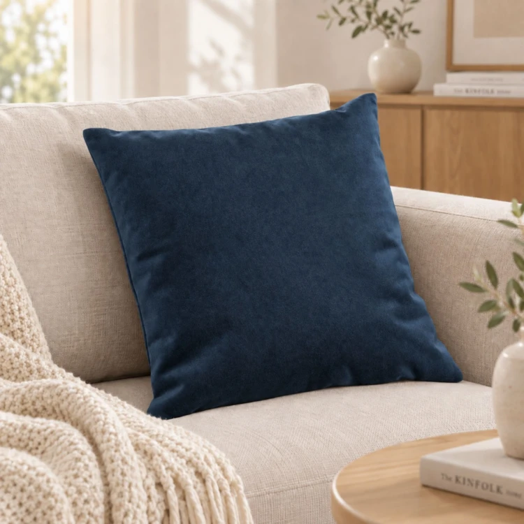 Coussin velours effet peau de pêche