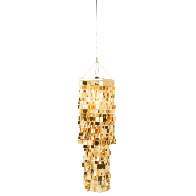 ABAT-JOUR CHANDELIER CARRÉ PVC DORÉ LARGE