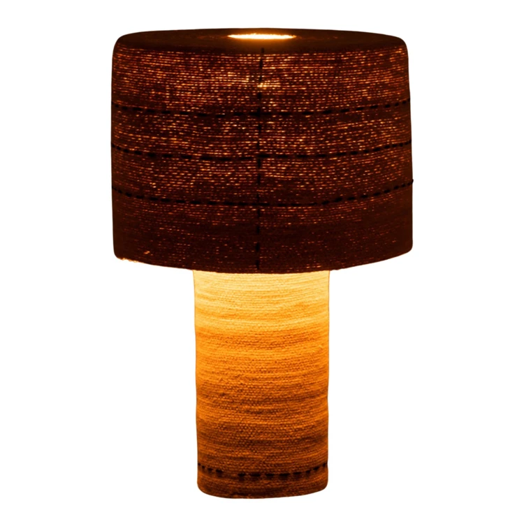 Lampe à poser pontillés en jonc de mer naturel