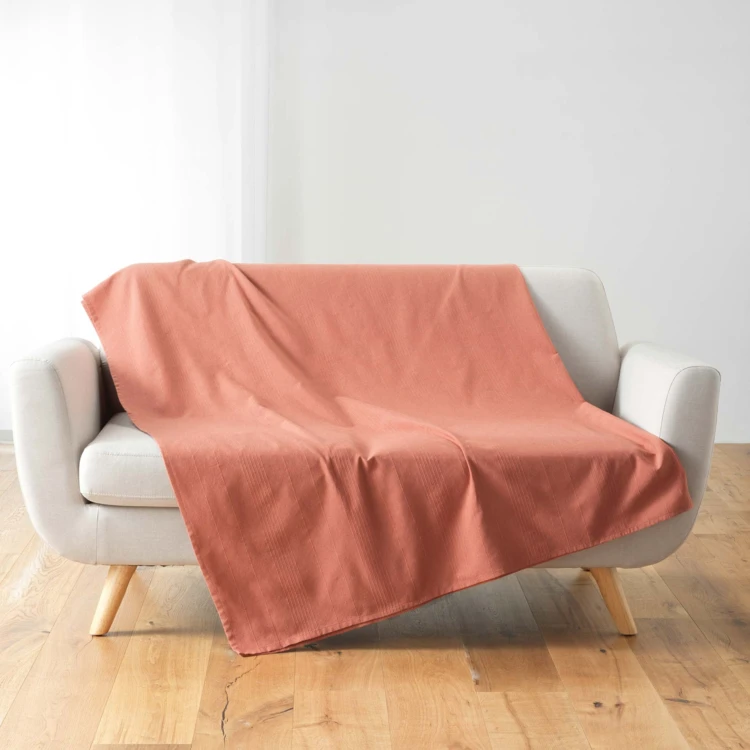 Plaid uni en polycoton pour canapé ou lit
