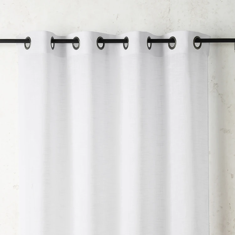 Voilage poly-lin à relief flammé avec œillets