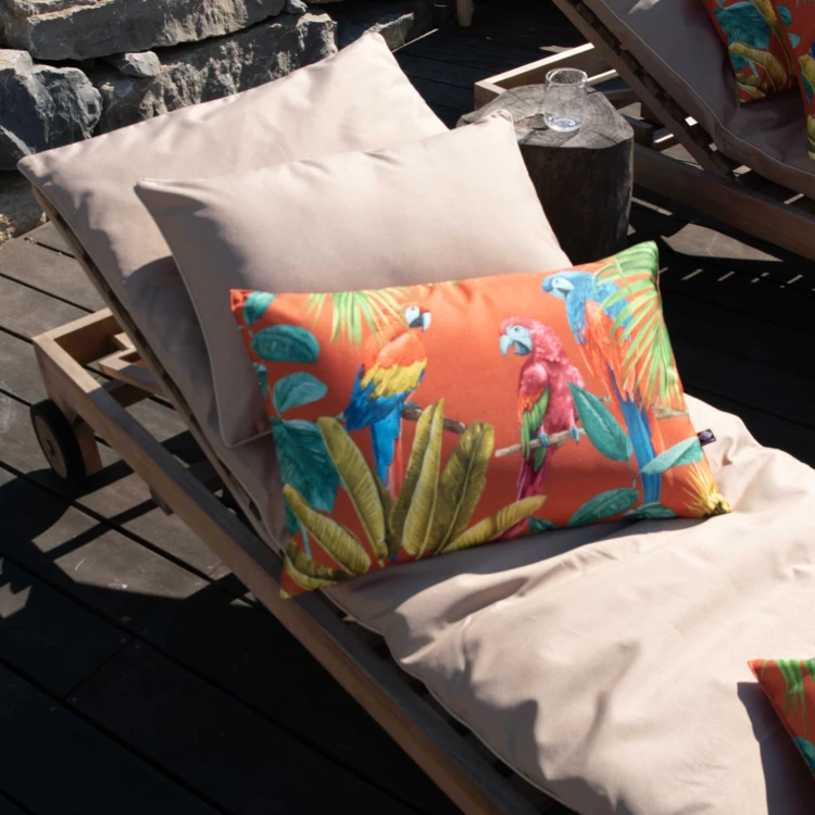 Outdoor-Kissen mit Papageien-Print