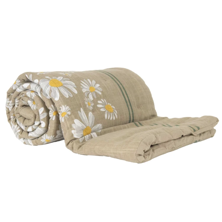 Édredon décoratif en coton motif marguerite